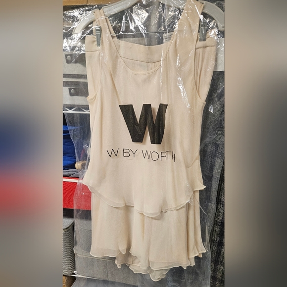 W by Worth Cream Two-piece Suit Top and Skirt